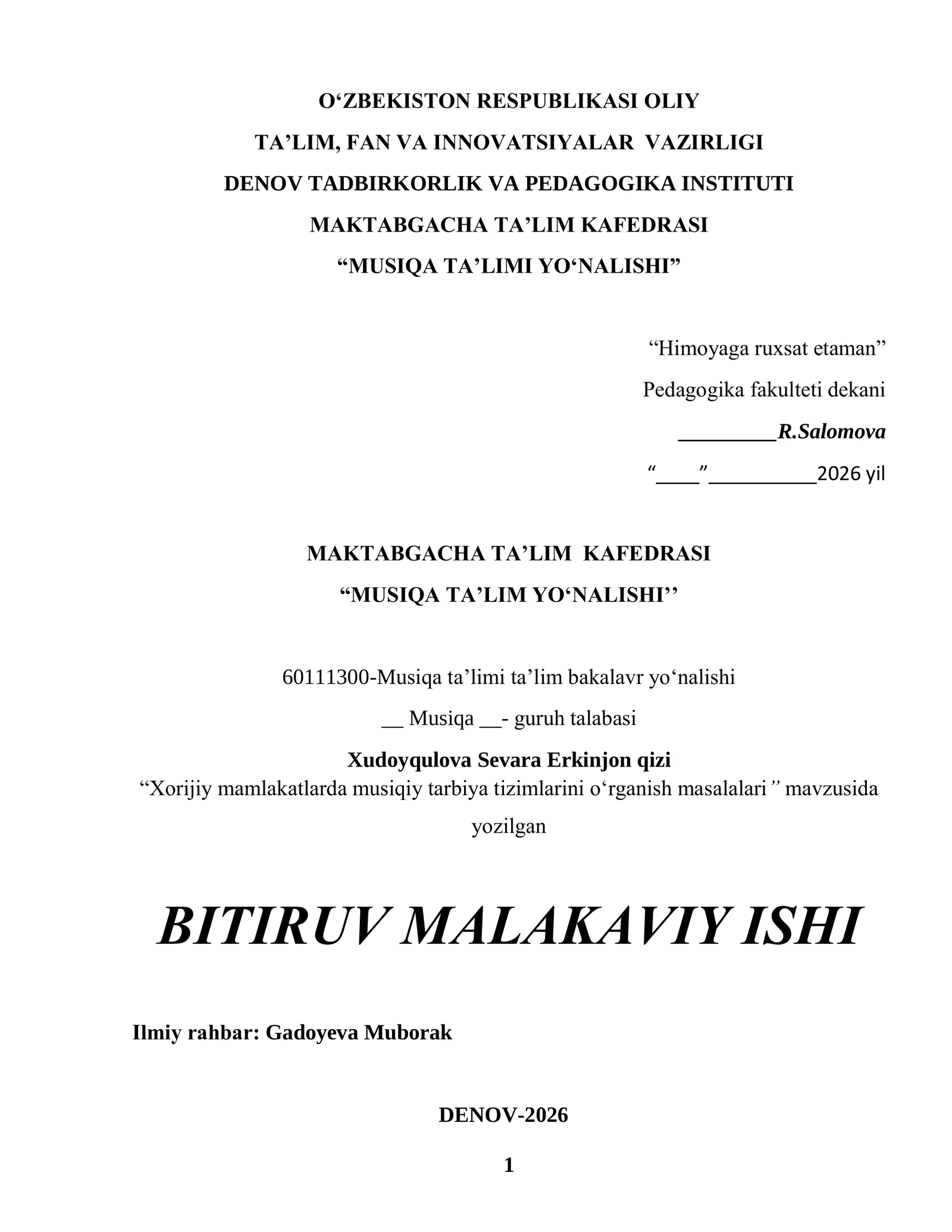 Xorijiy mamlakatlarda musiqiy tarbiya tizimlarini o‘rganish masalalari