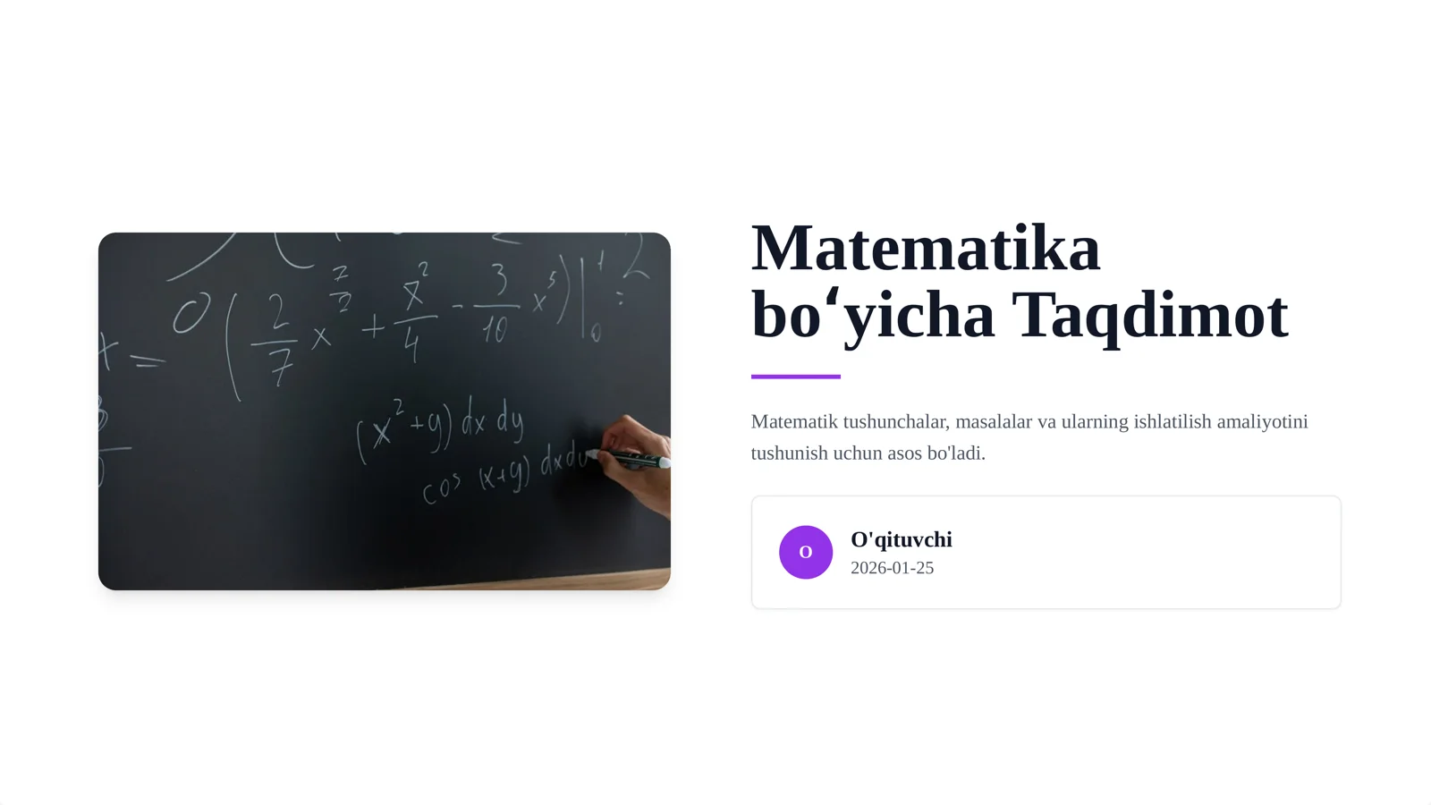 Matematika boʻyicha Taqdimot
