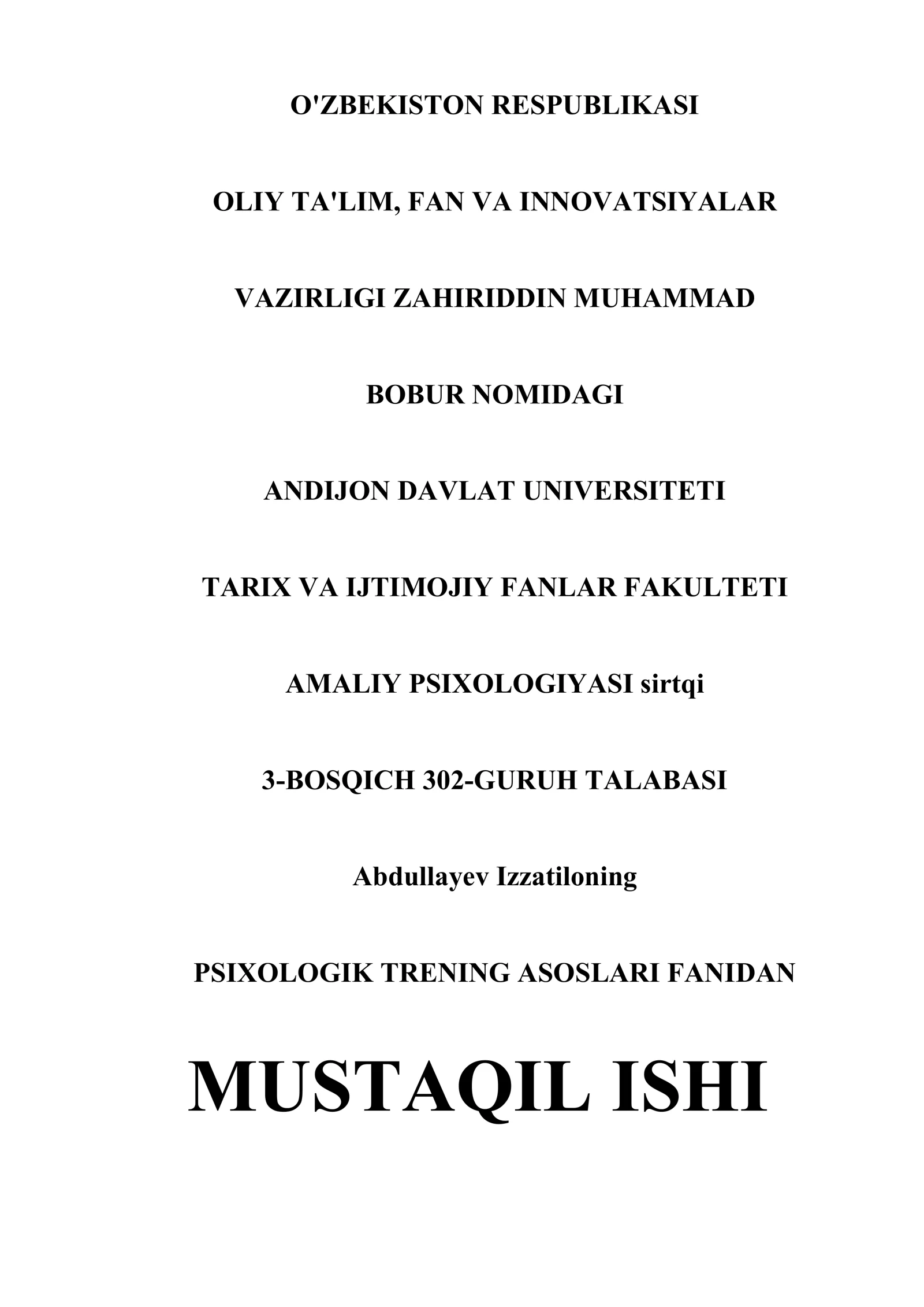 PSIXOLOGIK TRENING ASOSLARI