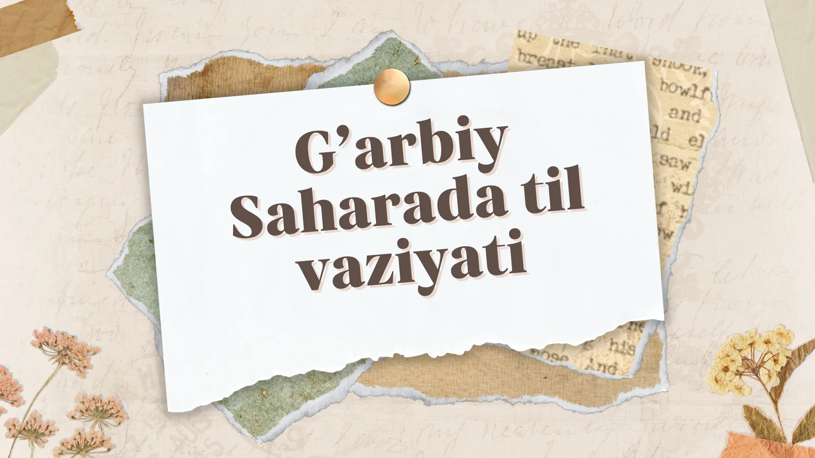 PPT G'arbiy Saharada til vaziyati