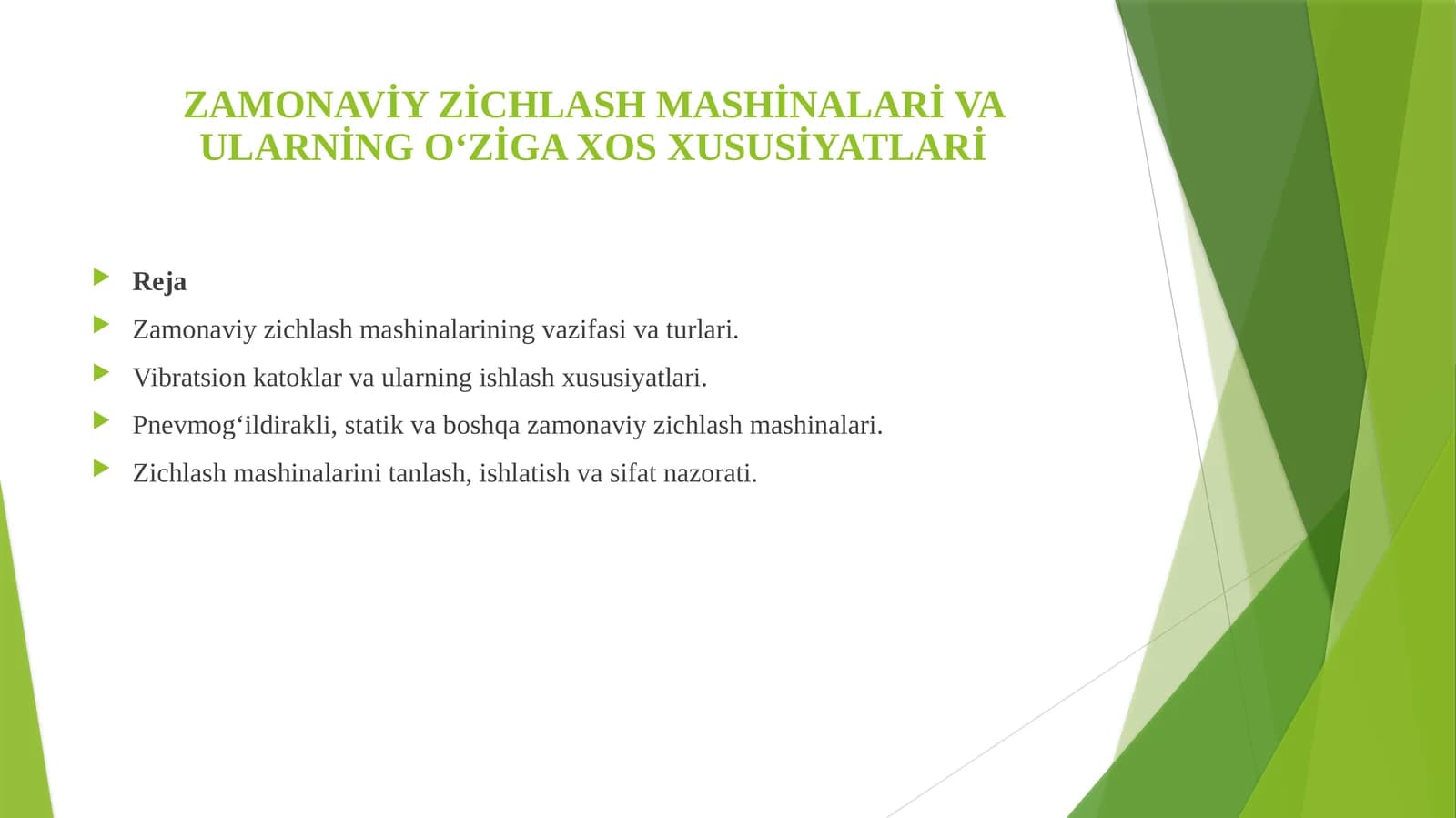 ZAMONAVİY ZİCHLASH MASHINALARİ VA ULARNİNG O‘ZİGA XOS XUSUSİYATLARİ