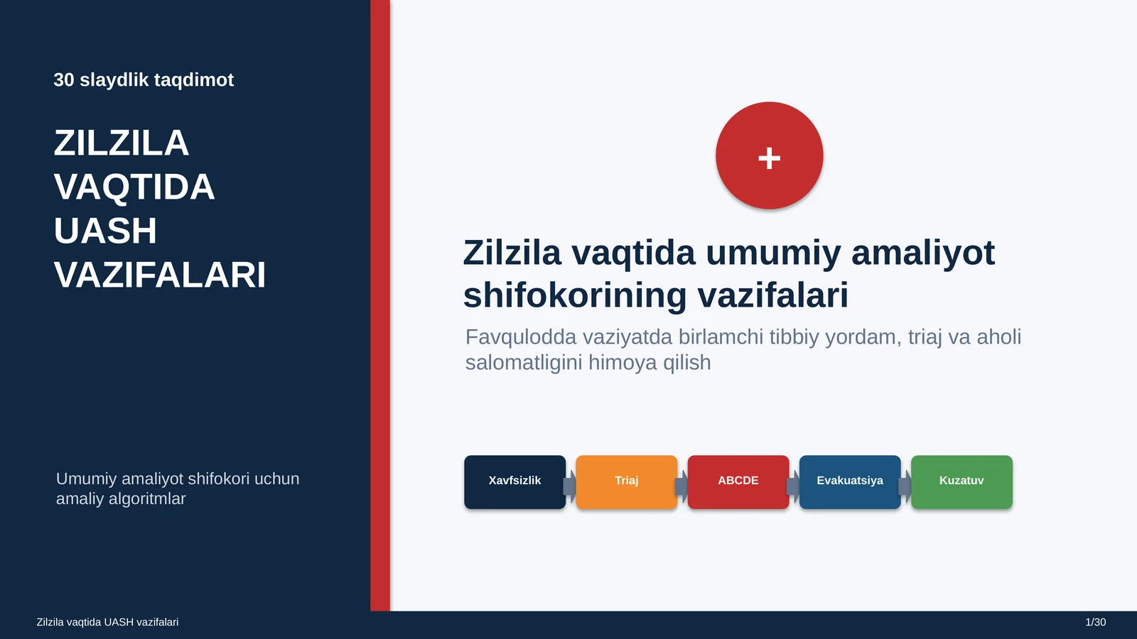 Zilzila vaqtida UASH vazifalari