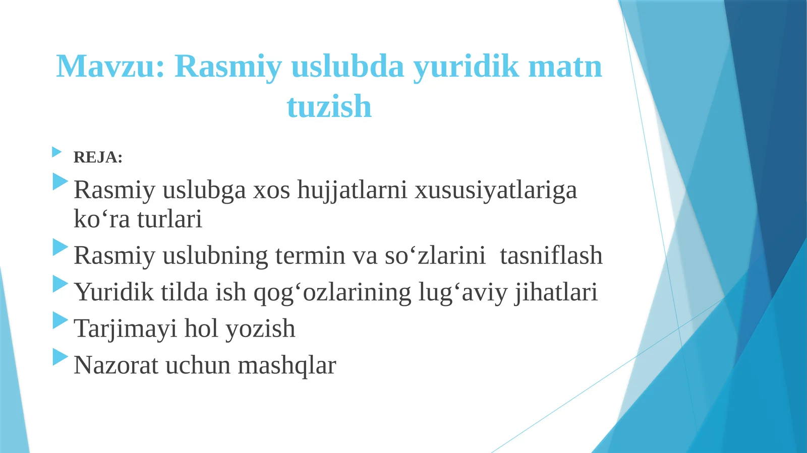 Rasmiy uslubda yuridik matn tuzish