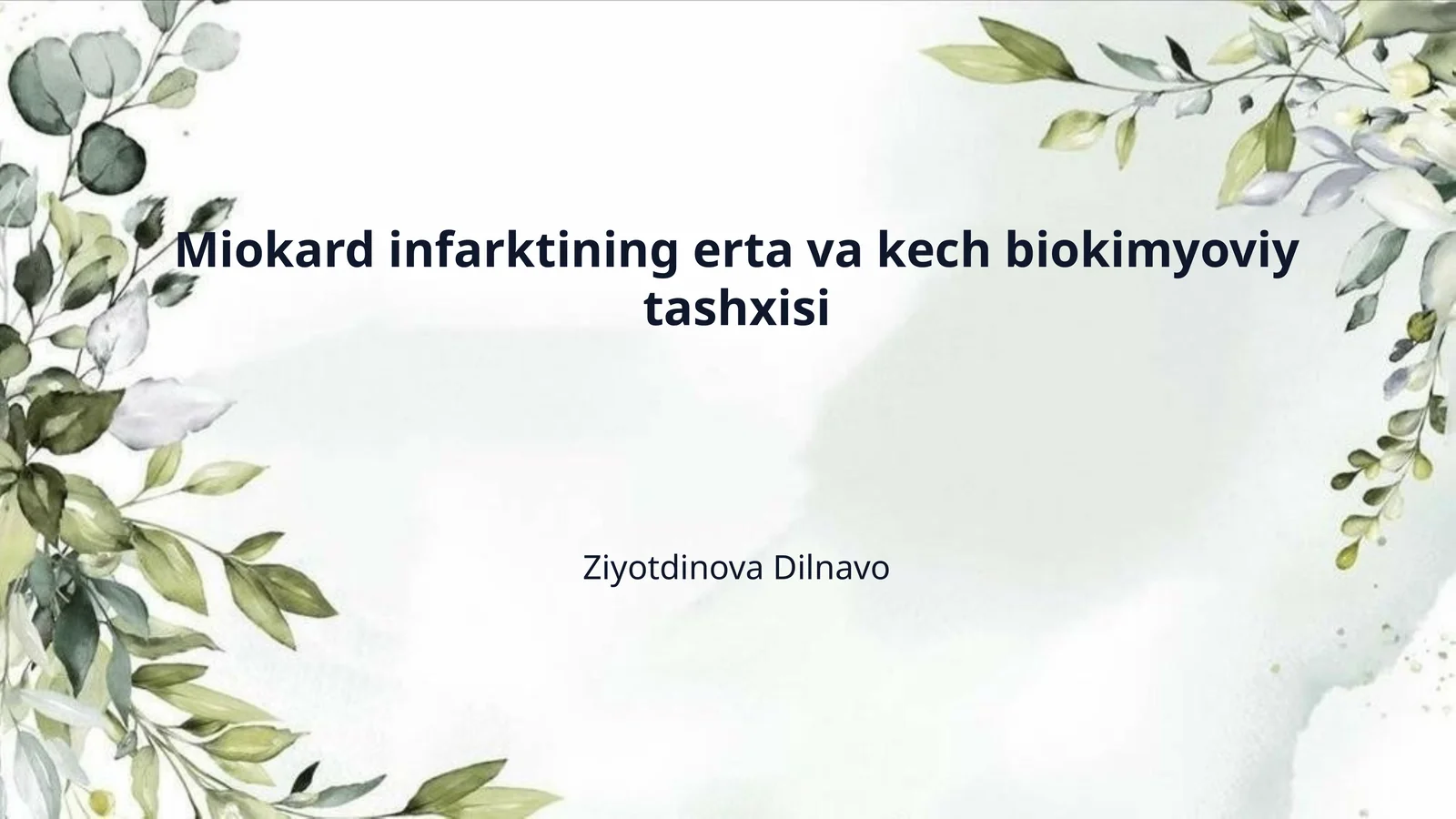 Miokard infarktining erta va kech biokimyoviy tashxisi