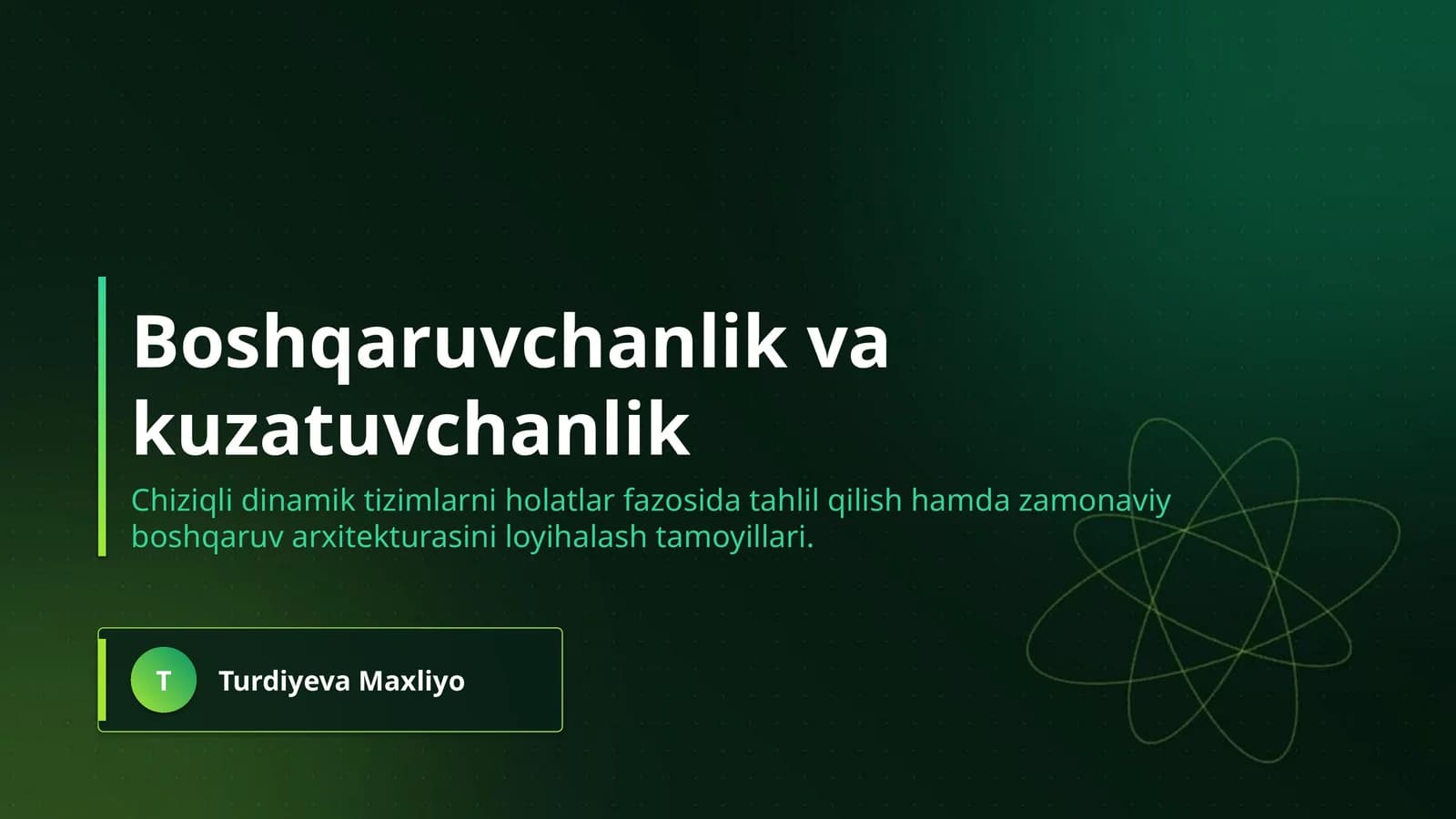 Boshqaruvchanlik va kuzatuvchanlik