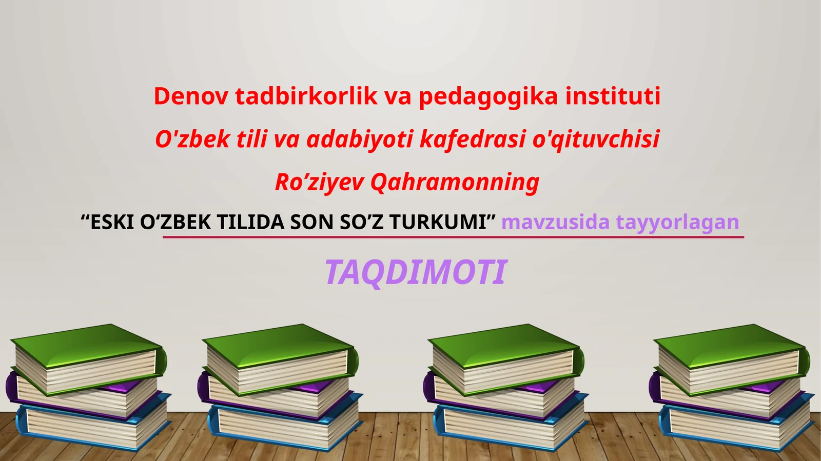 Eski o‘zbek tilida son so’z turkumi