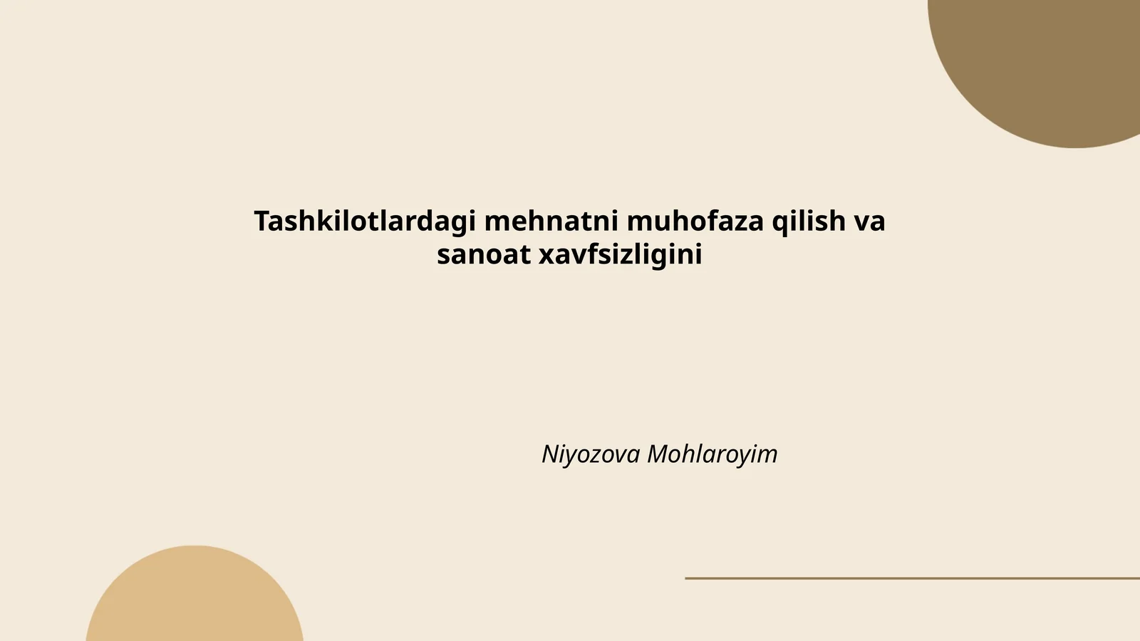 Mehnat muhofazasi qonunchiligi asoslari