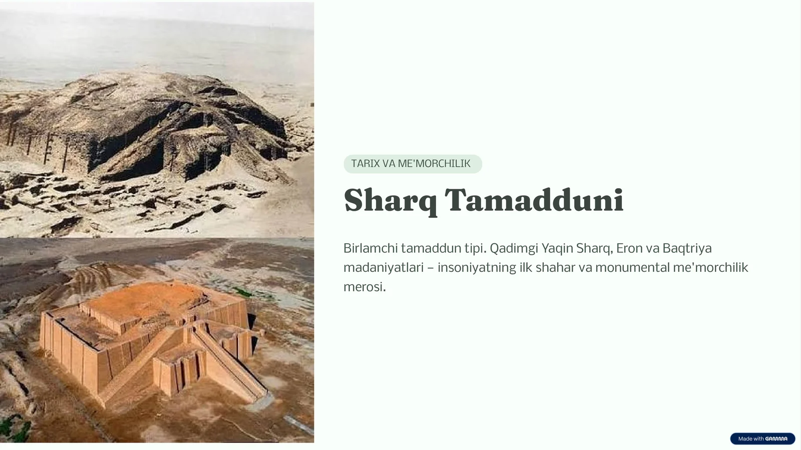 Sharq Tamadduni | Arxitektura Tarixi Fanidan Tayyor PPT