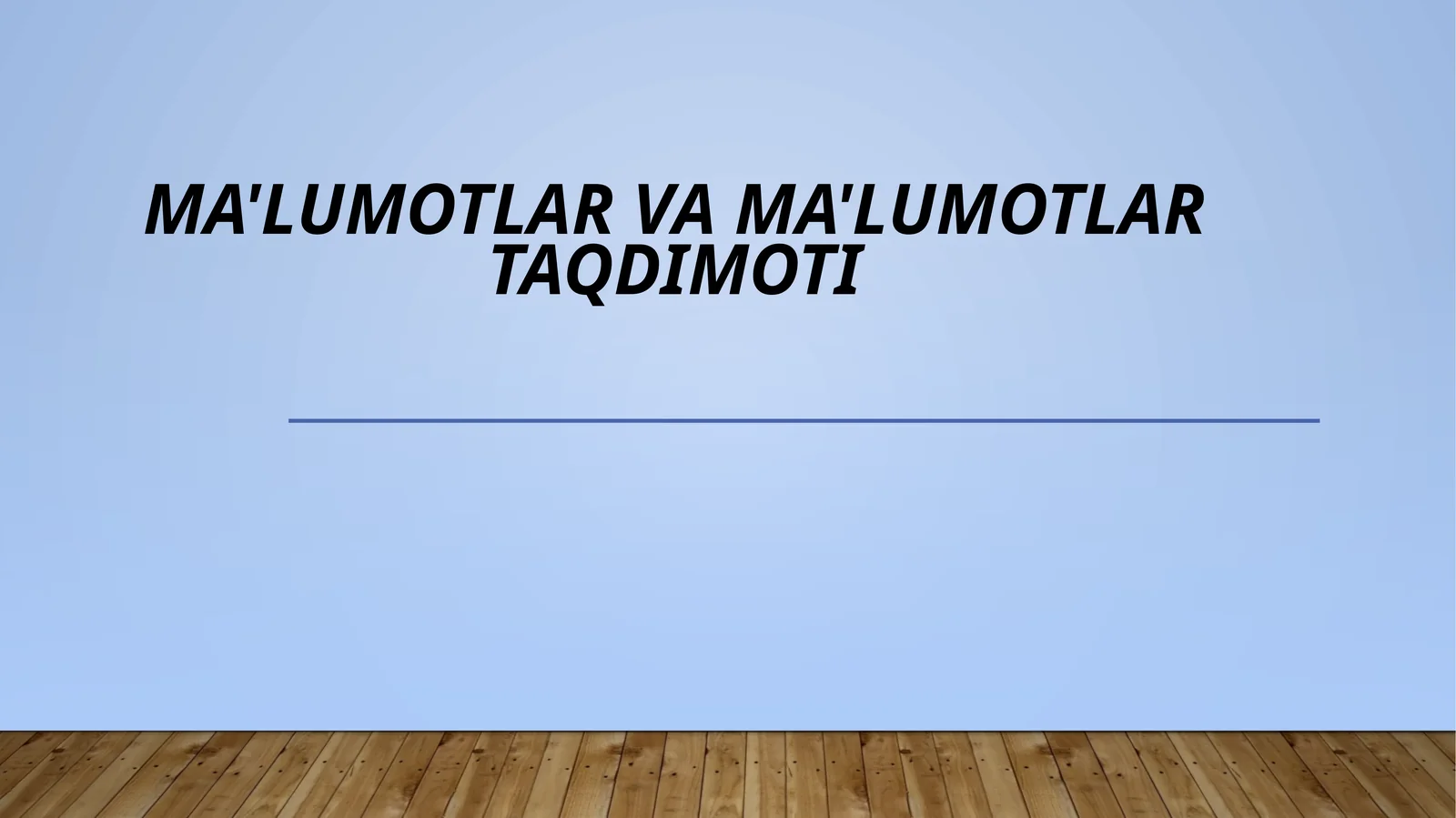 Ma'lumotlar va ma'lumotlarni taqdimoti