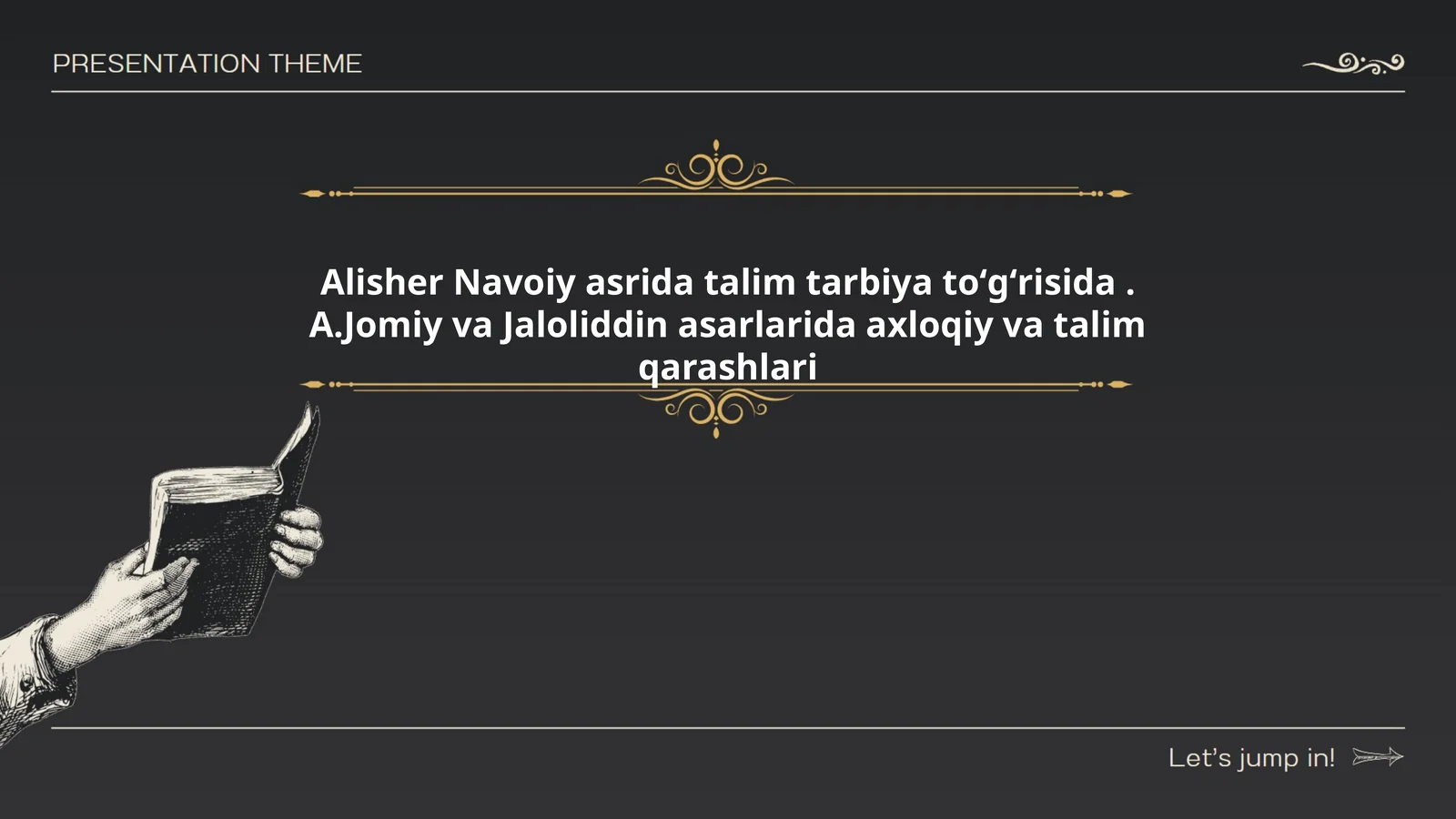 Alisher Navoiy asrida talim tarbiya toʻgʻrisida. A.Jomiy va Jaloliddin asarlarida axloqiy va talim qarashlari