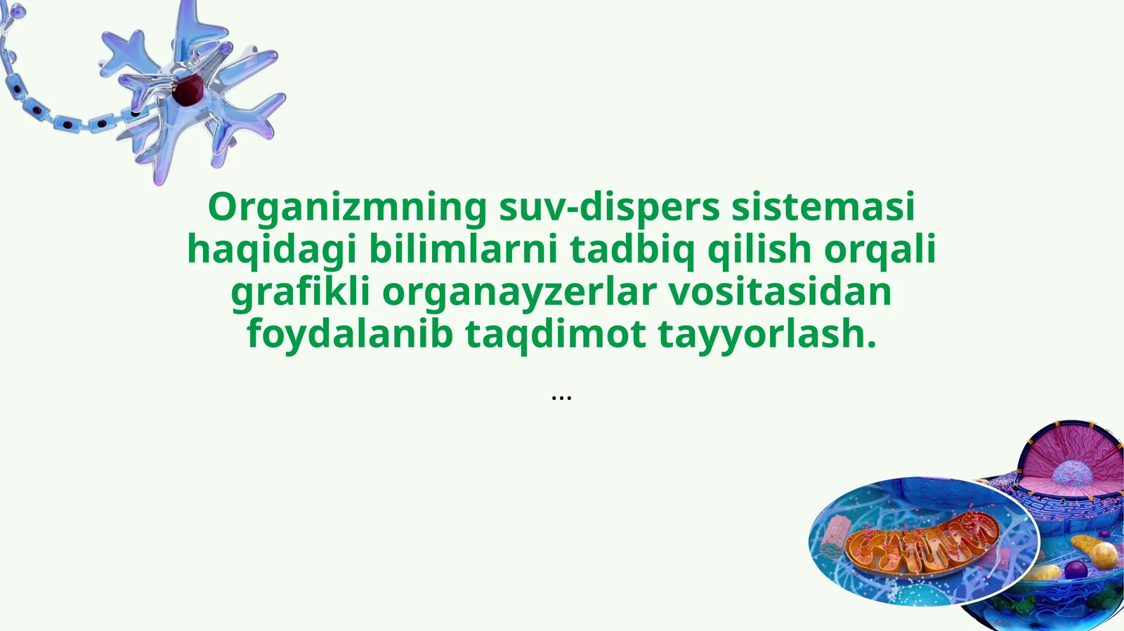 Organizmning suv-dispers sistemasi haqida