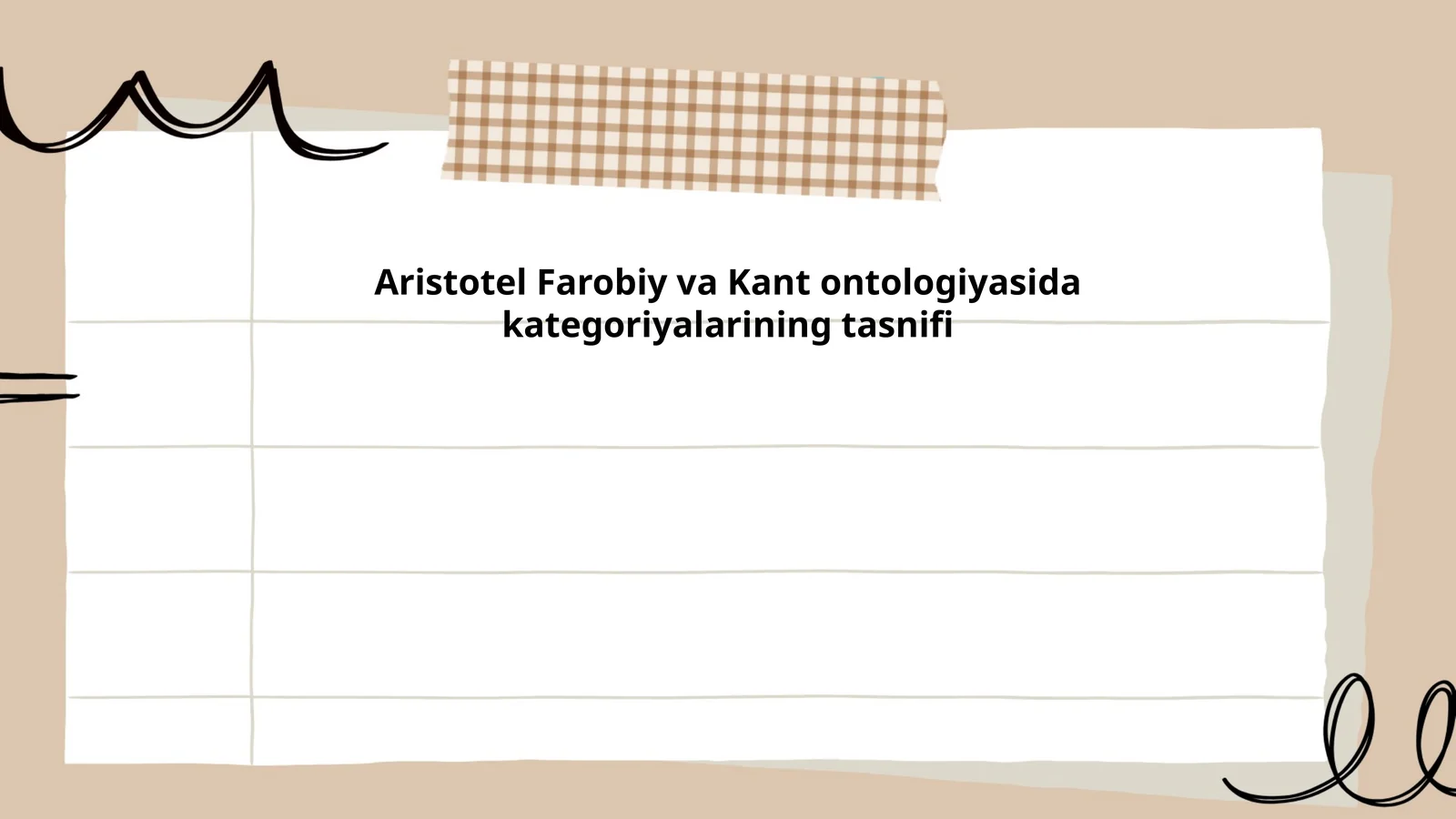 Aristotel Farobiy va Kant ontologiyasida kategoriyalarining tasnifi