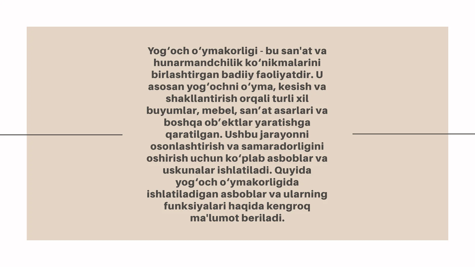 Yog‘och O‘ymakorligi Asboblari