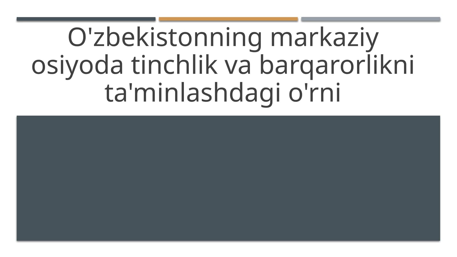 O'zbekistonning tinchlikni ta'minlashdagi strategik yondashuvlari va tashabbuslari