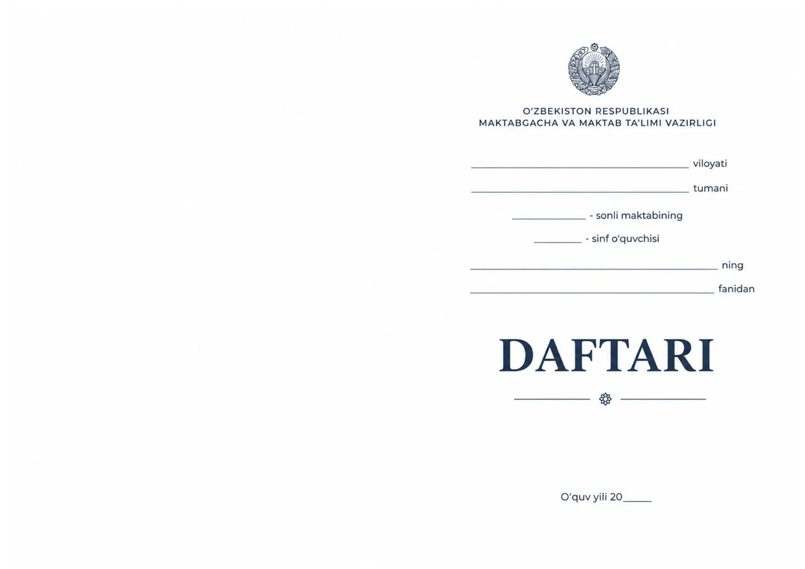 Daftar ustiga muqova maktab uchun 6tasi 1da