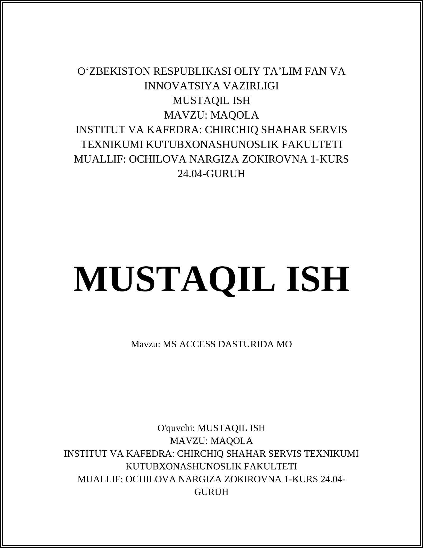 MS ACCESS DASTURIDA MO