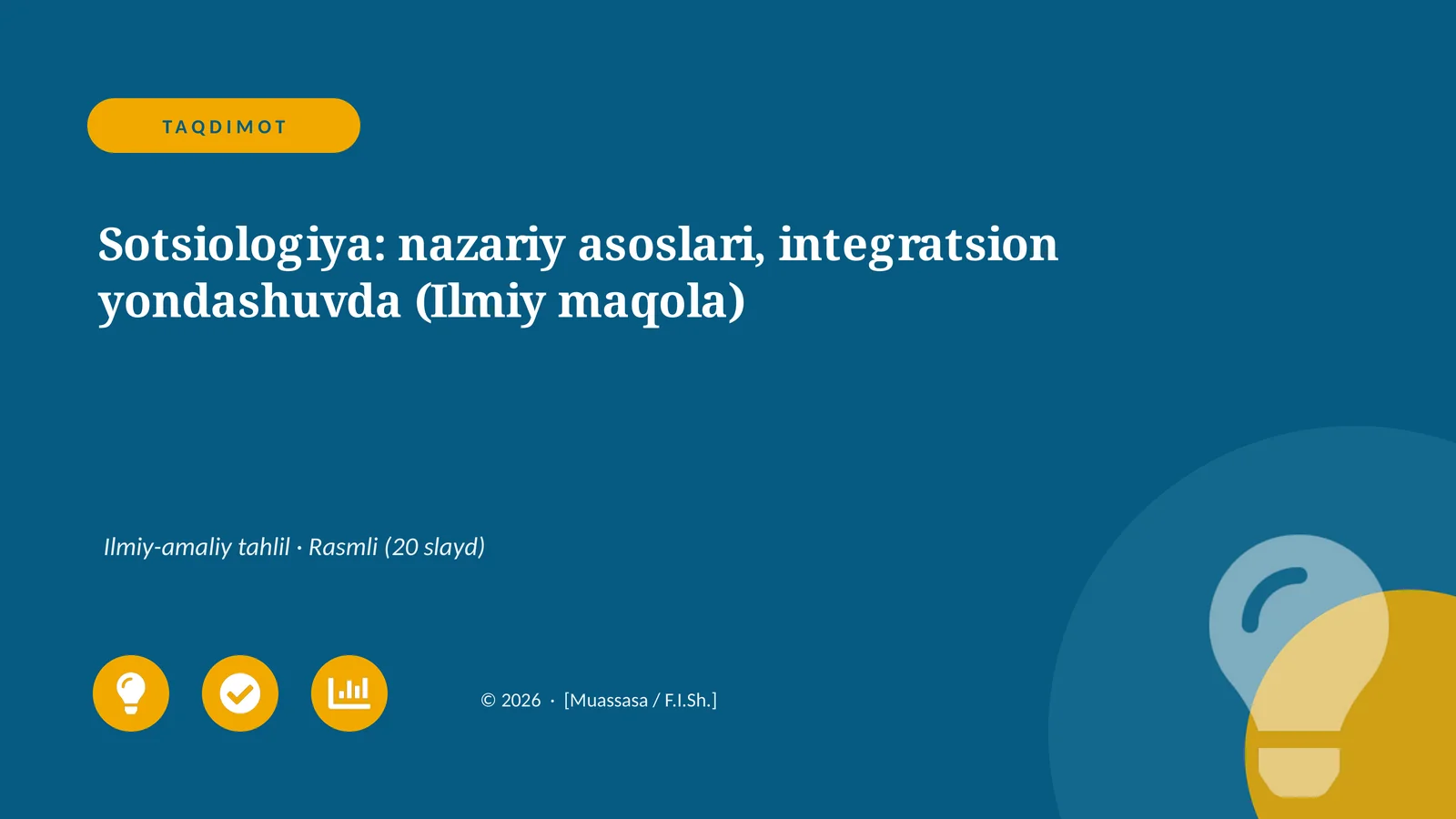 Sotsiologiya: nazariy asoslari, integratsion yondashuvda (Ilmiy maqola)