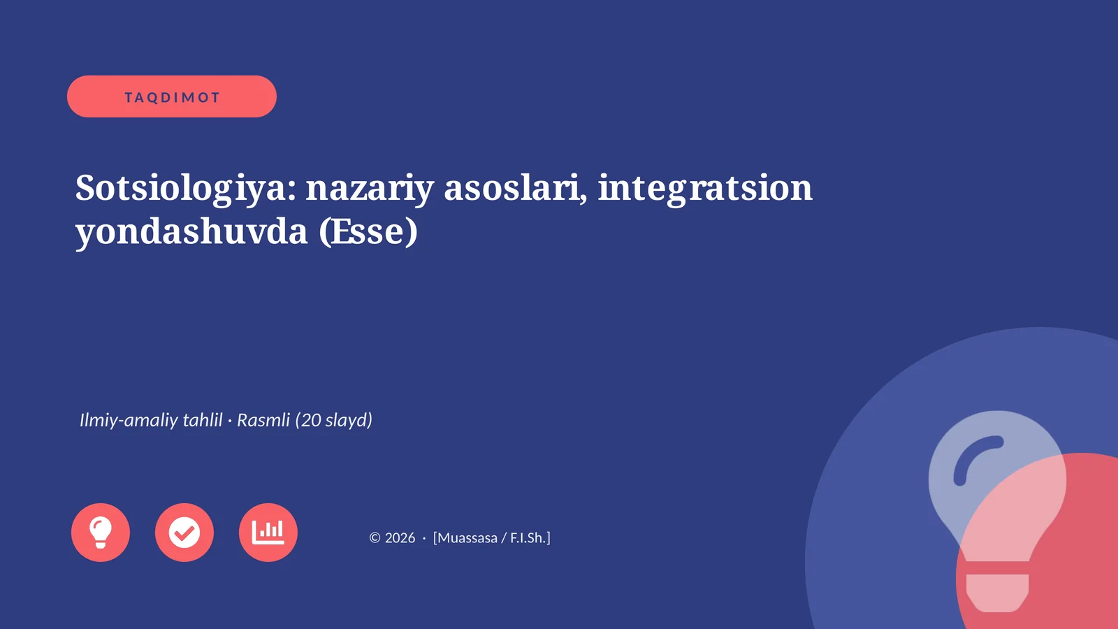 Sotsiologiya: nazariy asoslari, integratsion yondashuvda (Esse)