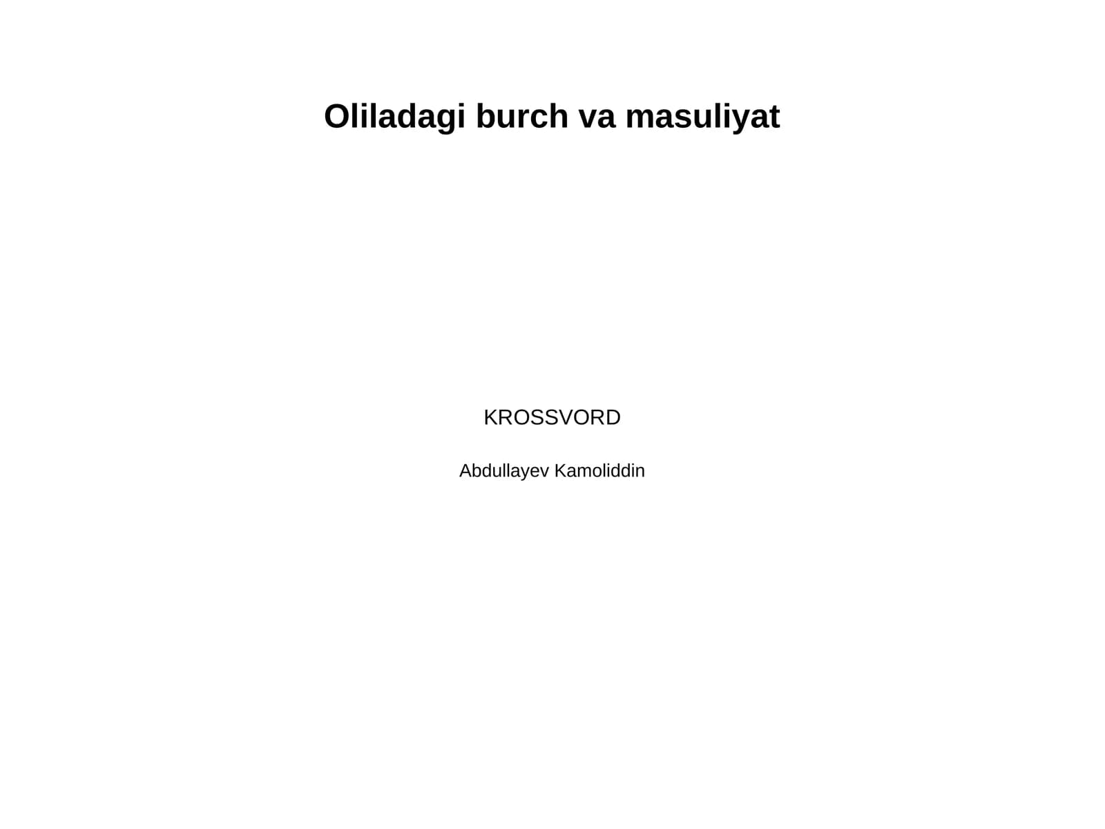 Oliladagi burch va masuliyat
