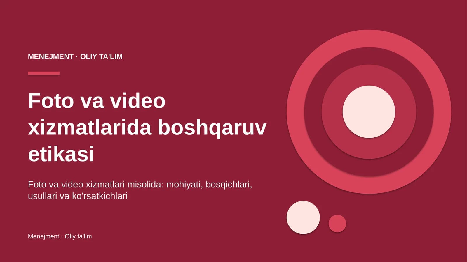 Foto va video xizmatlarida boshqaruv etikasi