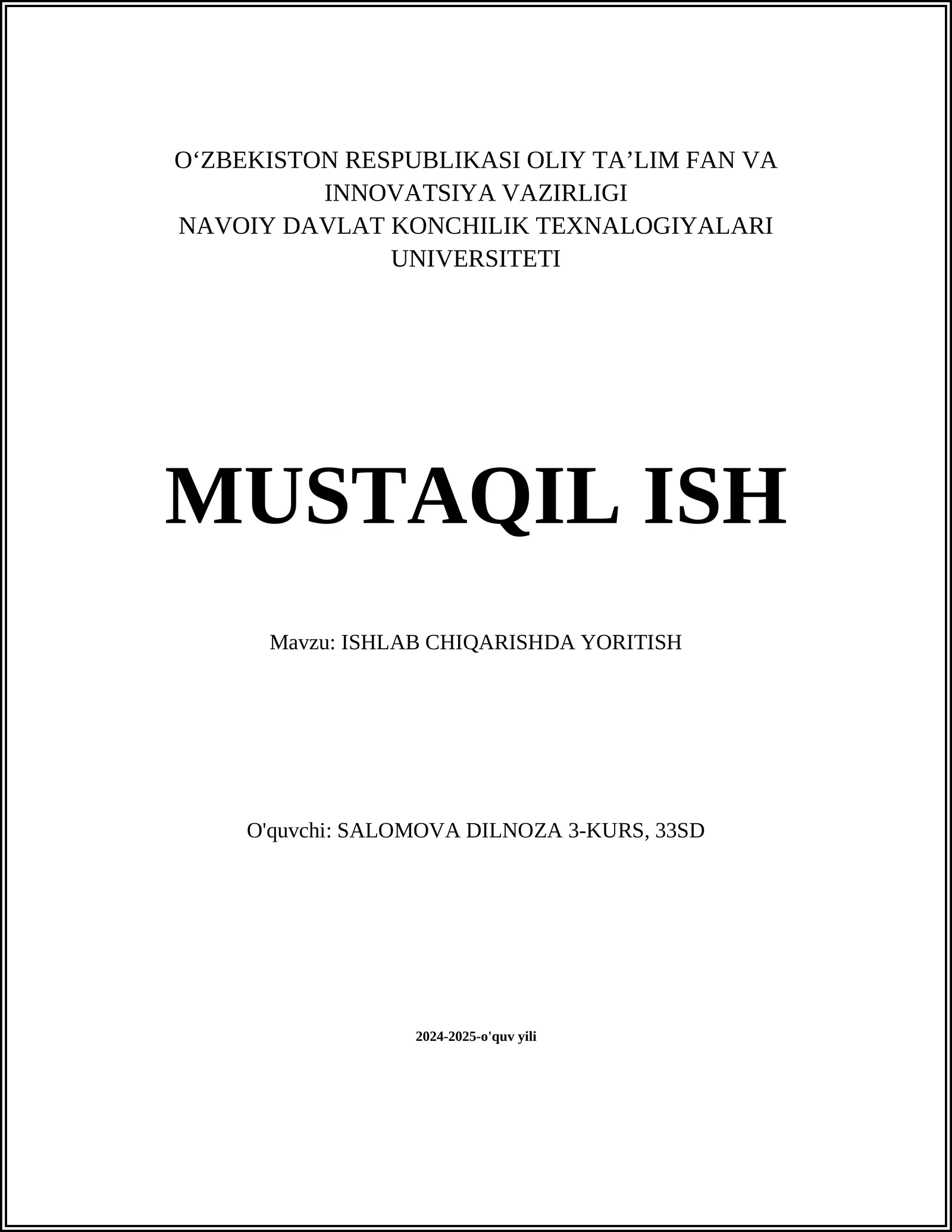 ISHLAB CHIQARISHDA YORITISH