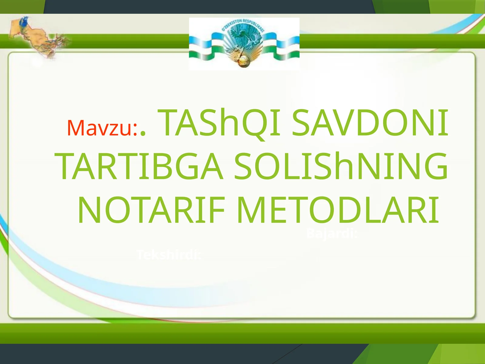 TAShQISAVDONI TARTIBGASOLIShNINGNOTARIF METODLARI