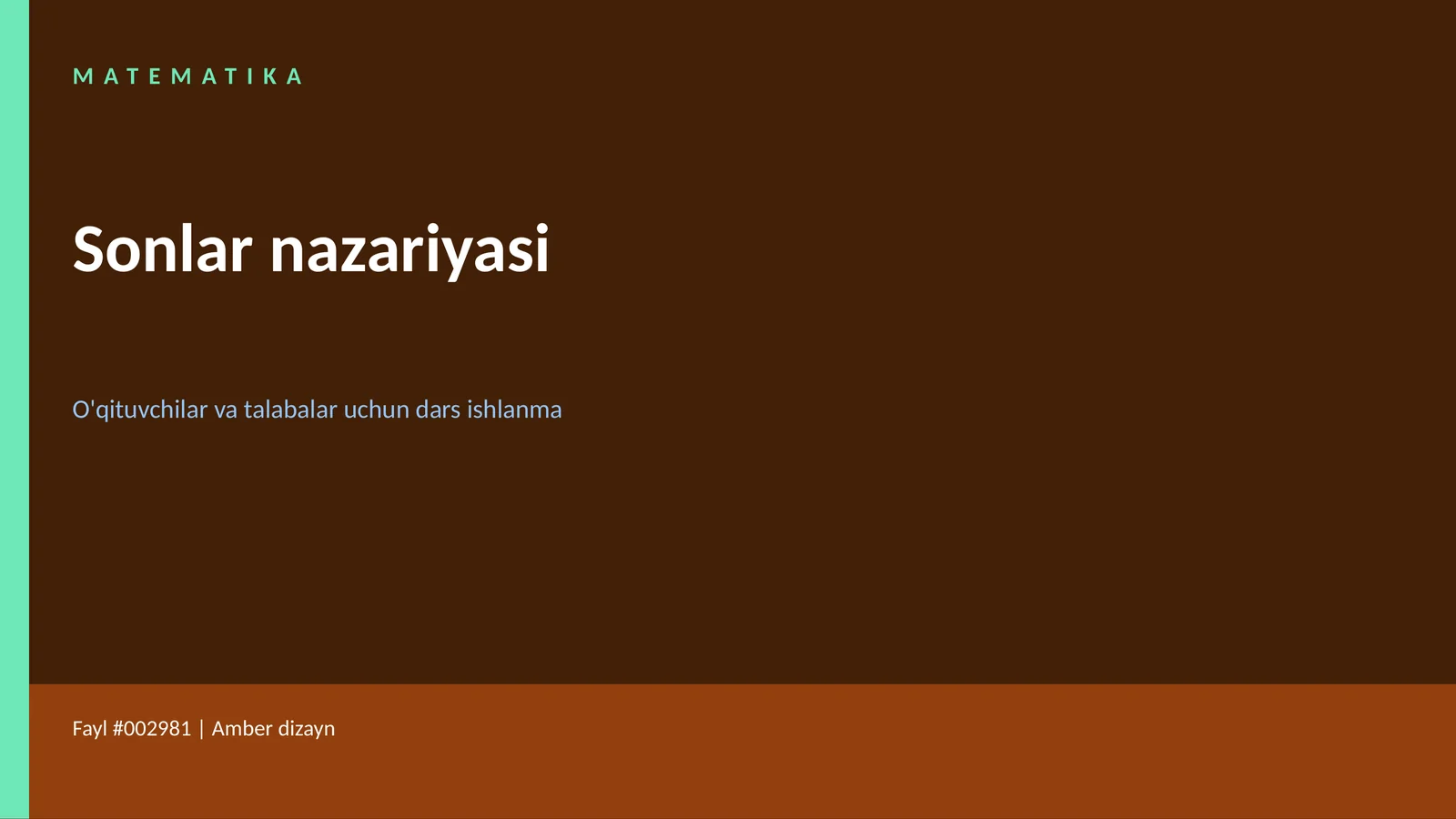 Matematika Sonlar nazariyasi