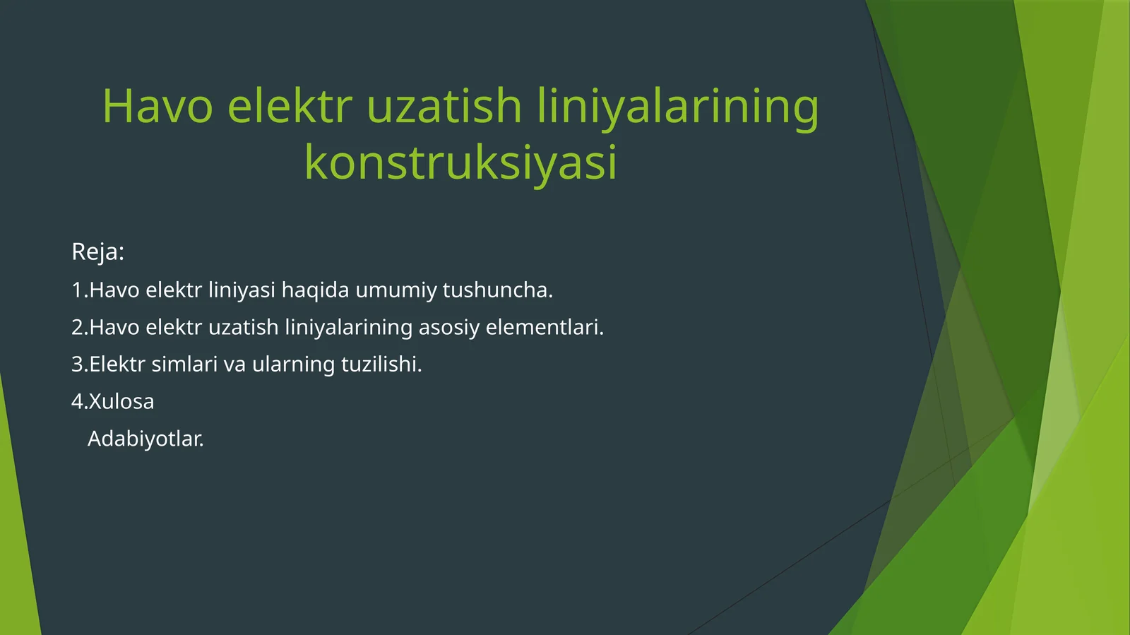Havo elektr uzatish liniyalarining konstruksiyasi