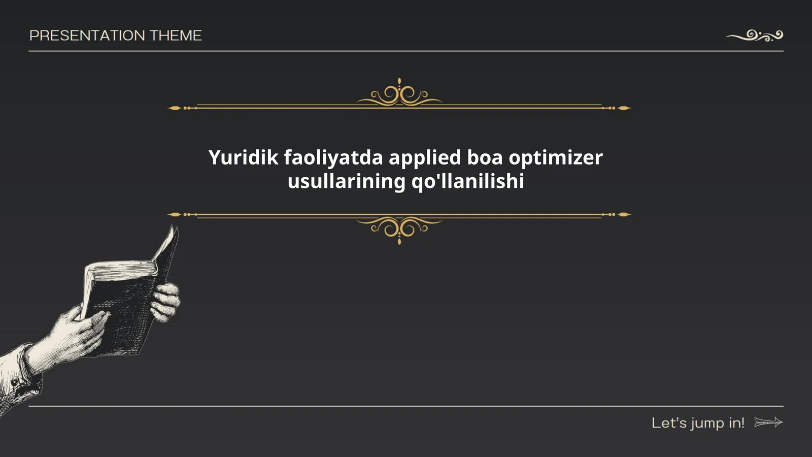 Yuridik faoliyatda applied boa optimizer usullarining qo'llanilishi