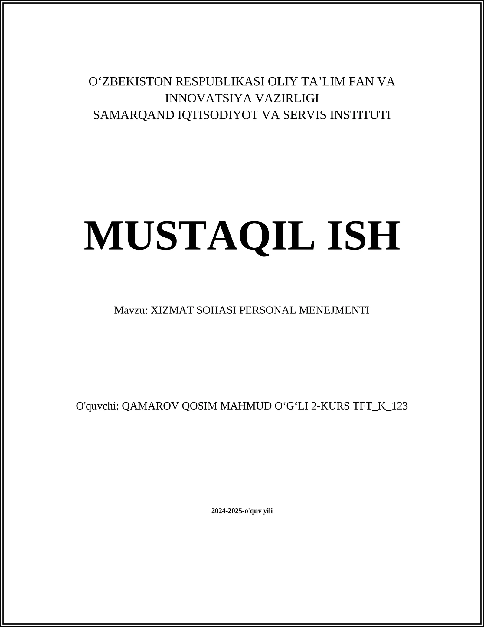 Shaxsiy menejmentning mohiyati
