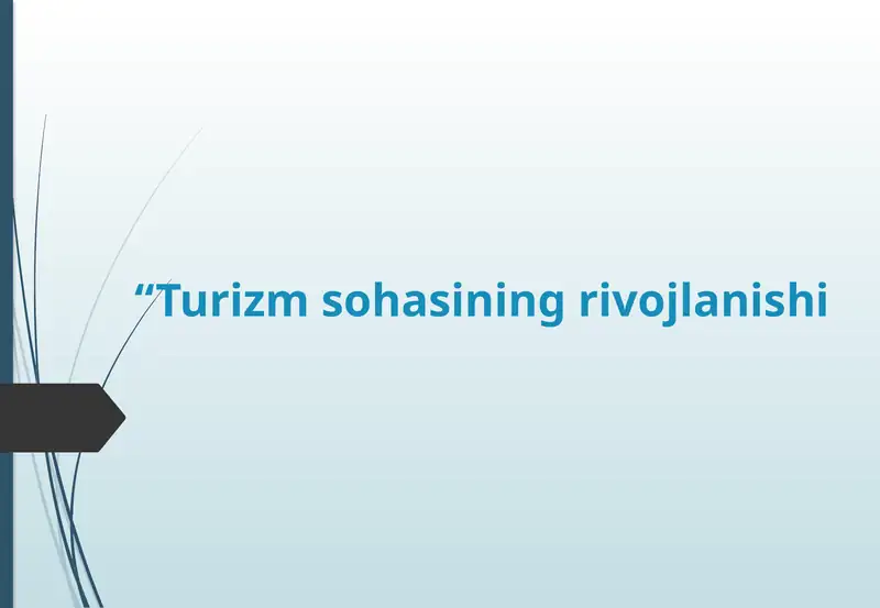Turizm sohasining rivojlanishi
