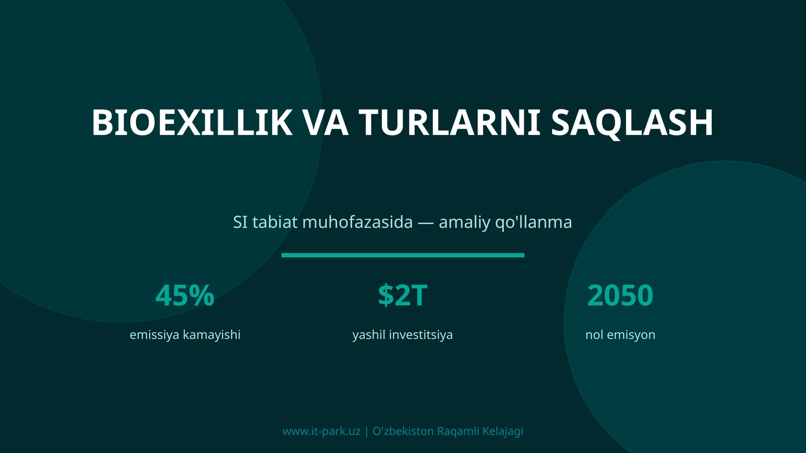 BIOEXILLIK VA TURLARNI SAQLASH