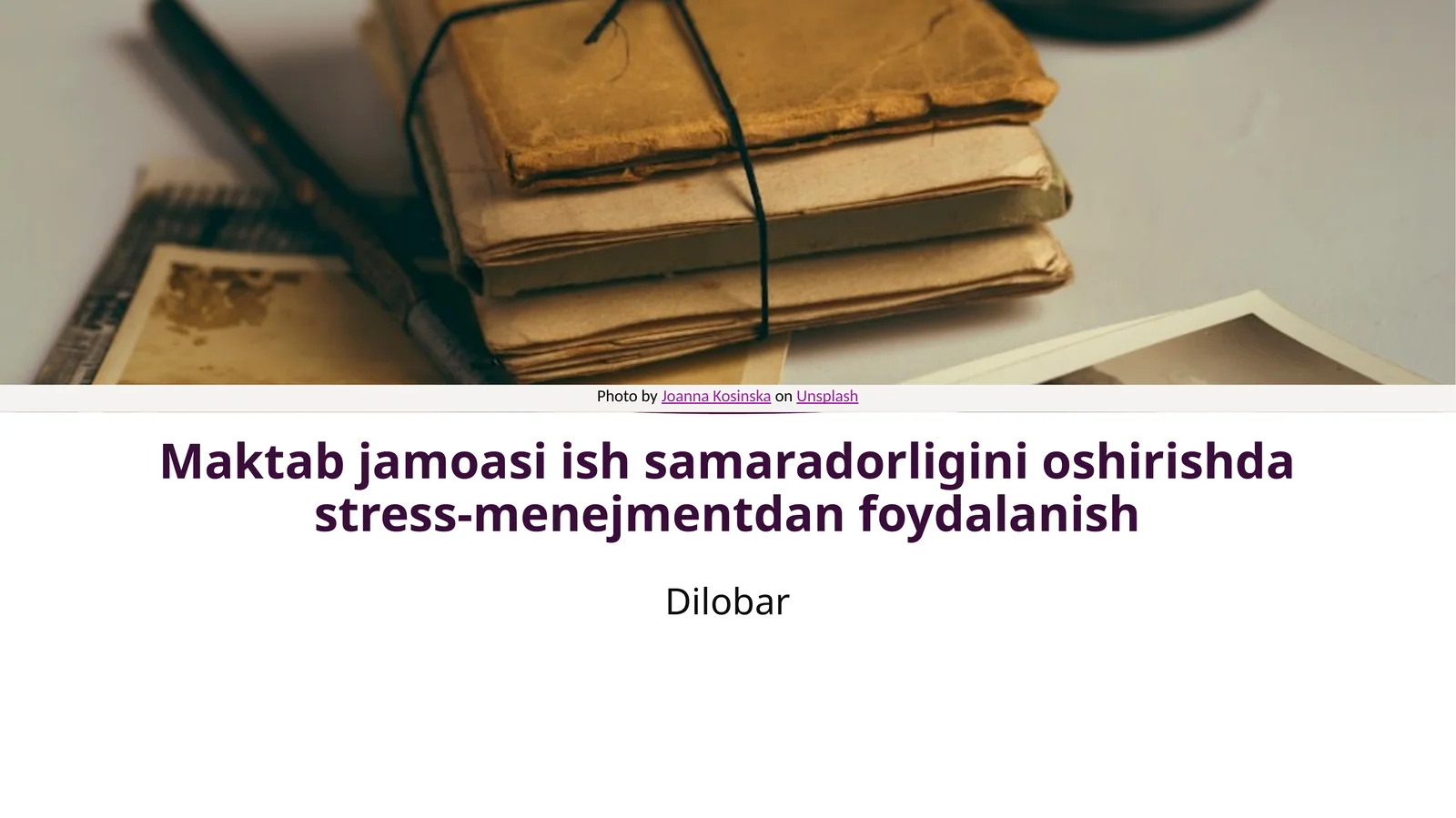 Stress-menejment va jamoaviy samaradorlik