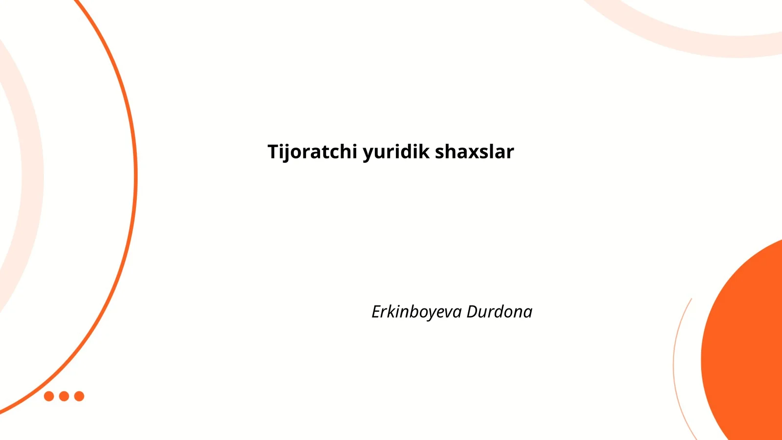 Tijoratchi yuridik shaxslar
