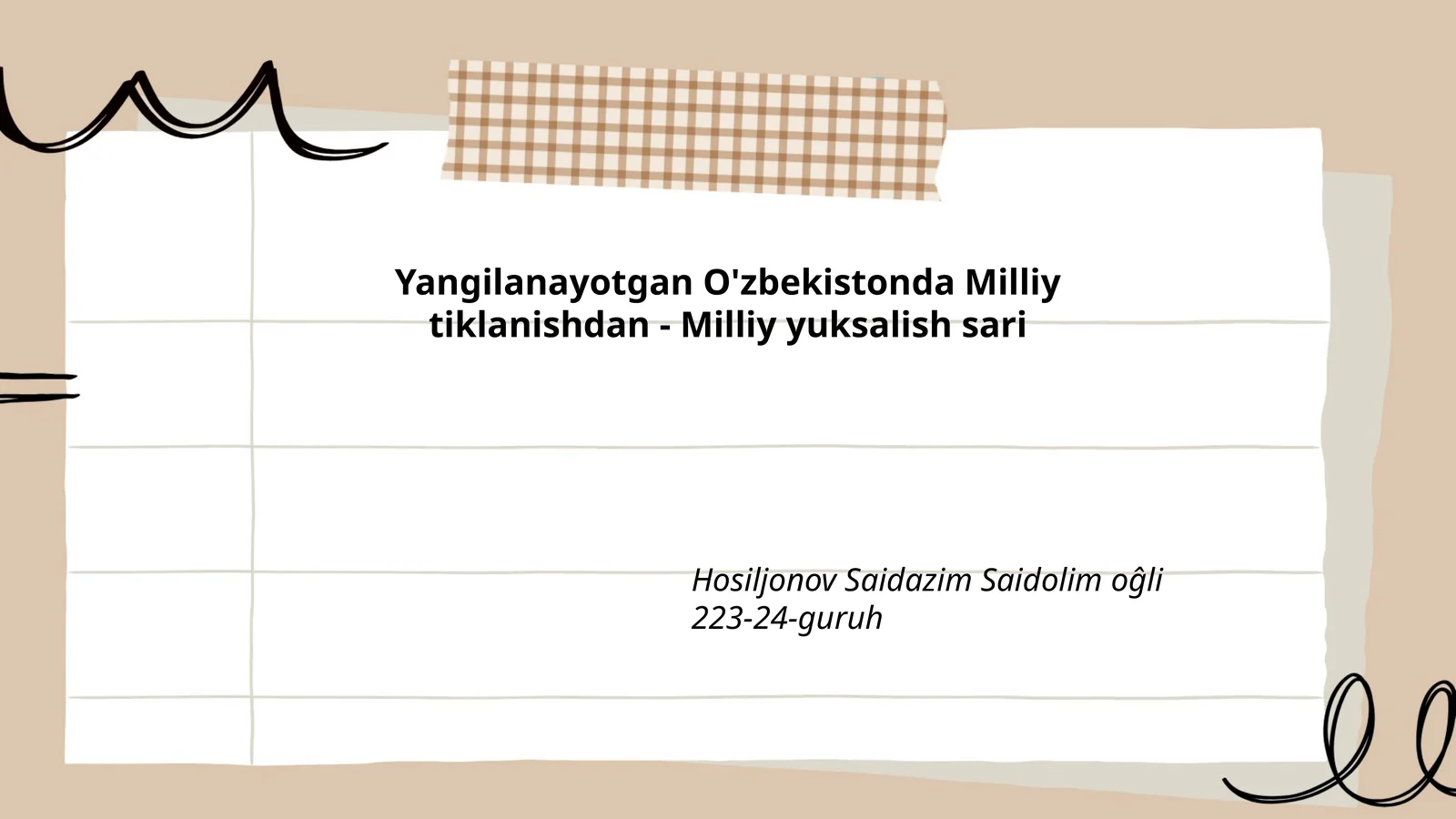 Yangilanayotgan O'zbekistonda Milliy tiklanishdan - Milliy yuksalish sari